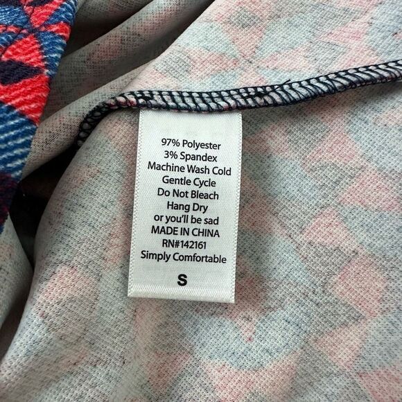 LuLaRoe Women's S Stretchy Pencil Skirt Blue Black Red Triangle Geometric Print - Picture 2 of 4